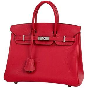 Hermes Birkin 25 Handbag Vaux Epson Rouge Cazac □M Ladies